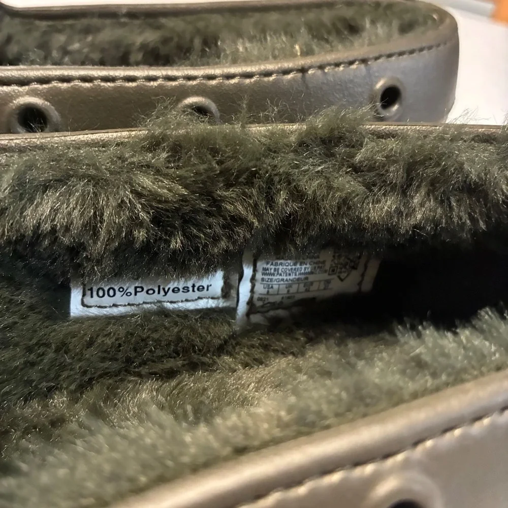 Sperry Mens Olive A/O Float Cozy Boat Shoes Faux Fur Lined STS23887 Size 9M